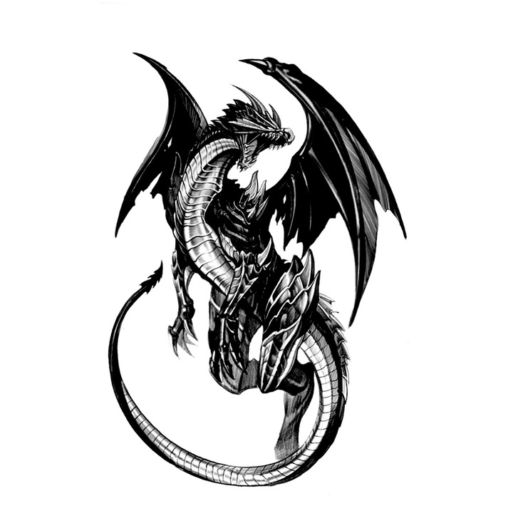 Tatuaj temporar, Flash Tattoos Romania, Iron Dragon, rezistent la apa, aplicare rapida, 19x12 cm