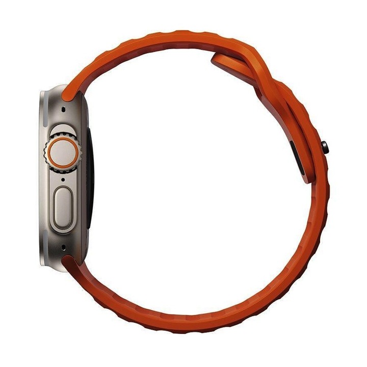 Силиконова каишка за Apple Watch 42мм, 44мм, 45мм, Ultra 49мм, Tech-Protect Iconband Line Silicone Sport Band, оранжев