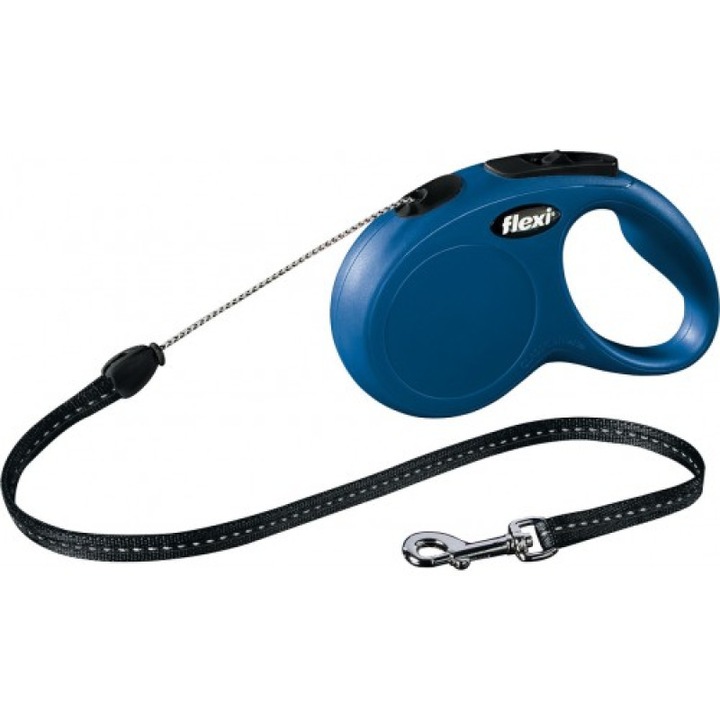 Lesa reglabila Flexi Snur Classic, S, pana la 5 M /12 Kg, Albastru