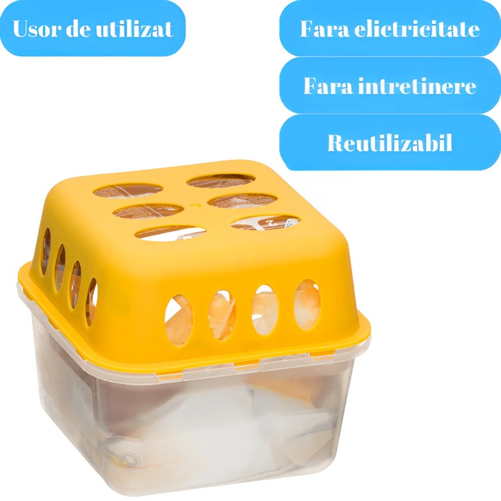 Dezumidificator Pasiv Hasepe® Cu 2 Rezerve 400G Parfum Vanilie, Dezumidificator Pasiv Fara Energie Pentru Spatii Pana La 35 Mp, Dezumidificator Pasiv Pentru Bai Dulapuri Rulote Si Autorulote, Sistem Absorbtie Umiditate Eficient Si Utilizare Simpla