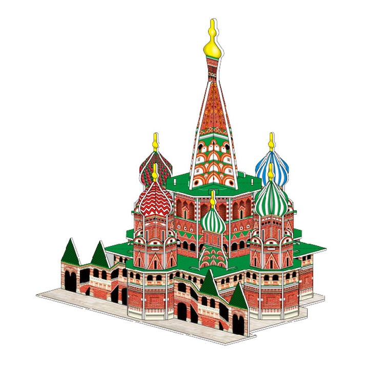 3D puzzle, Duoqu, Szent Bazil katedrális, 40 db, 14x12x19cm, Többszínű