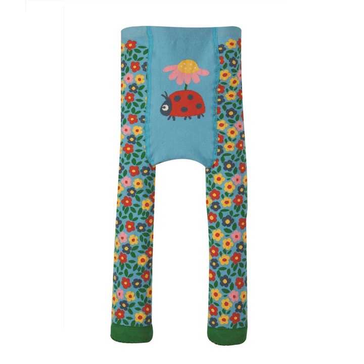 Set pantaloni crosetati cu flori si buburuza, bumbac organic, multicolor, bebe, Multicolor, 56-68 CM