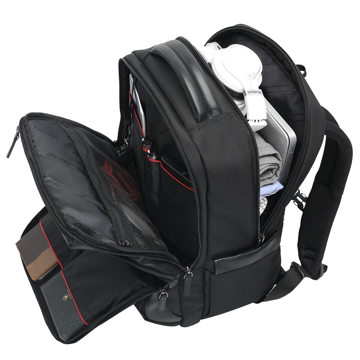 Rucsac laptop 15.6" smart business, impermeabil, cu buzunar laptop antisoc, Tigernu, 43.5x30x21 cm, Negru