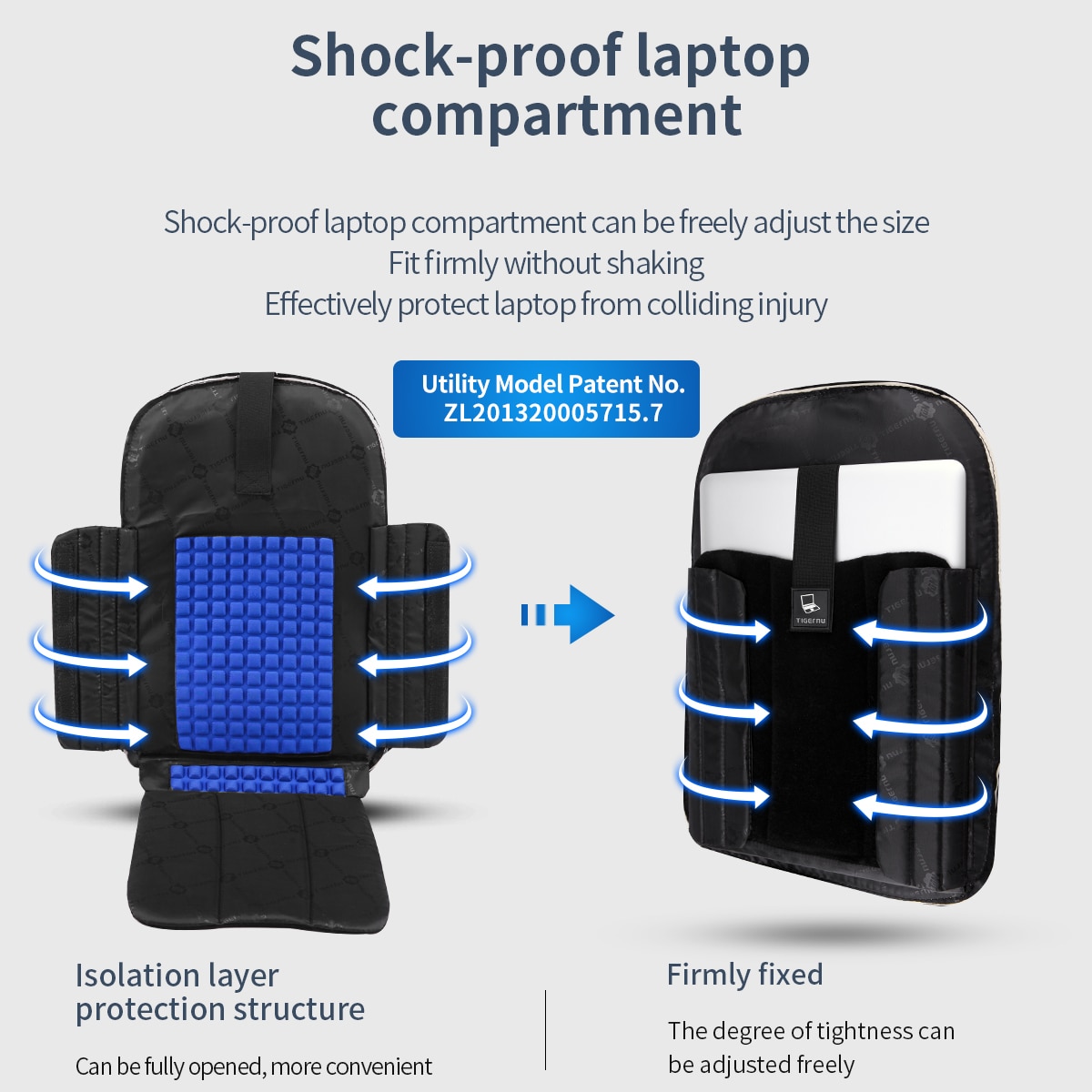Rucsac laptop 15.6" smart business, impermeabil, cu buzunar laptop antisoc, Tigernu, 43.5x30x21 cm, Negru