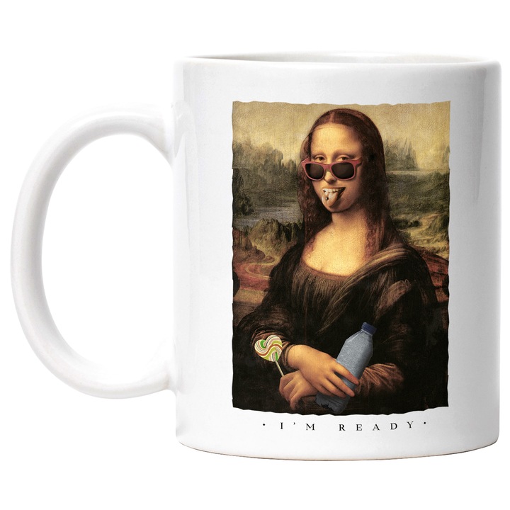 Cana Monalisa in Trend, Cool, Ceramica, 330 ml, Multicolor cu maner Alb