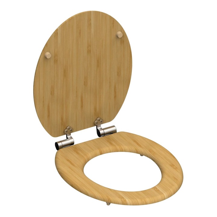 Capac de toaleta SCHÜTTE, inchidere silentioasa, NATURAL BAMBOO, 42,5 x 37,5 cm