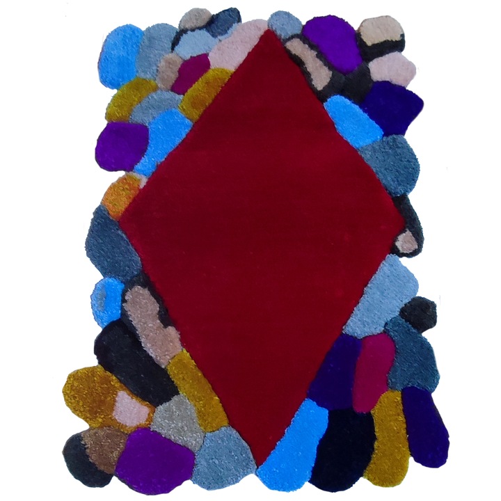 Килим с камъни, акрилна вата, 110x70 см