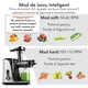 Storcator de Fructe si Legume, Latkon®, Storcator cu Presare la Rece, 2 Viteze Soft/Hard, Display LED, Sita Inox, 150W, Ax Melcat, Recipient Suc 450ml, Sticla Calatorii 500ml, Recipient Pulpa 1000ml, Functie Reverse, Anti-Alunecare, Storcator Citrice, Gri