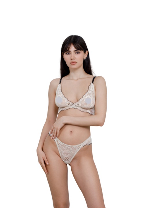 Sutien Triunghi, Gold Dianthus Lace, Galben, Galben pastel