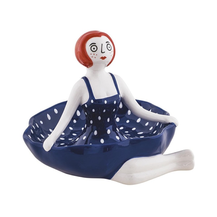 Bomboniera / vide-poche papusa din portelan, albastru, Villa Altachiara, 18x18x14 cm