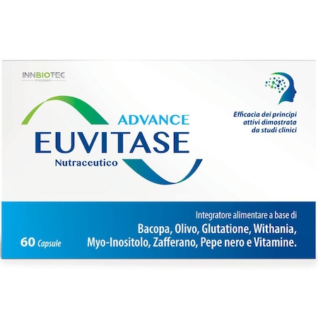 Supliment alimentar pentru memorie, creier, hrana pentru minte, promoveaza echilibrul metabolic si functional normal al sistemului nervos central si periferic, 60 capsule, Euvitase Advance - Innbiotec®