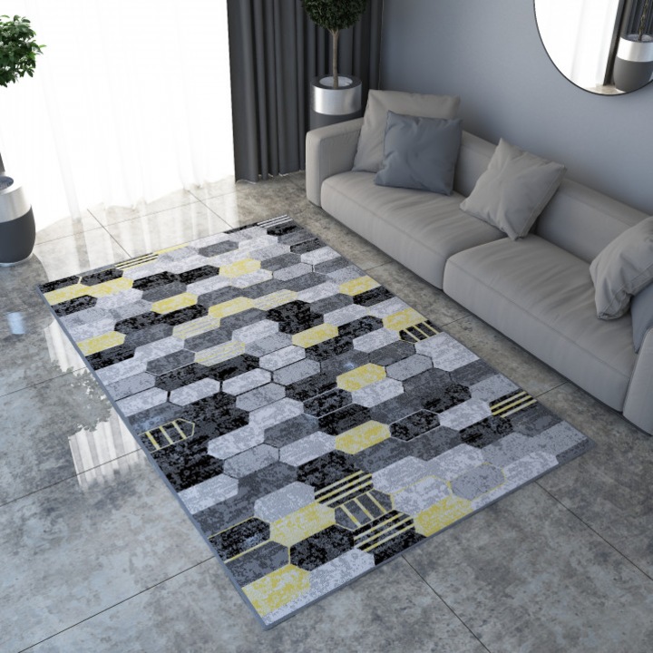 Covor Camera Copii Model Covorexpert Kolibri 11203-195, Marime 120 x 170 cm, Multicolor, Lungime Fir 9 mm, Antialergic, Polipropilena, Gradinita, Cresa, Loc de Joaca 120 x 170