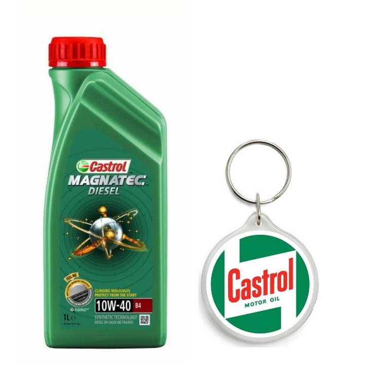Set Ulei de motor MAGNATEC D. 10W40 1L cu Breloc Castrol 4.5 x 4.5 cm
