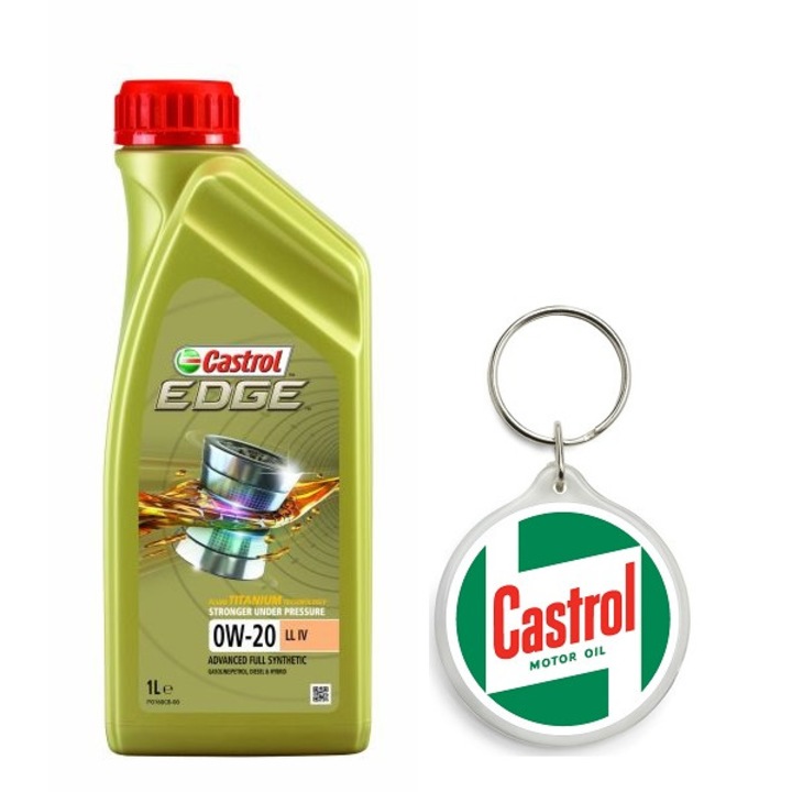 Set Ulei de motor EDGE 0W20 LL IV 1L cu Breloc Castrol 4.5 x 4.5 cm