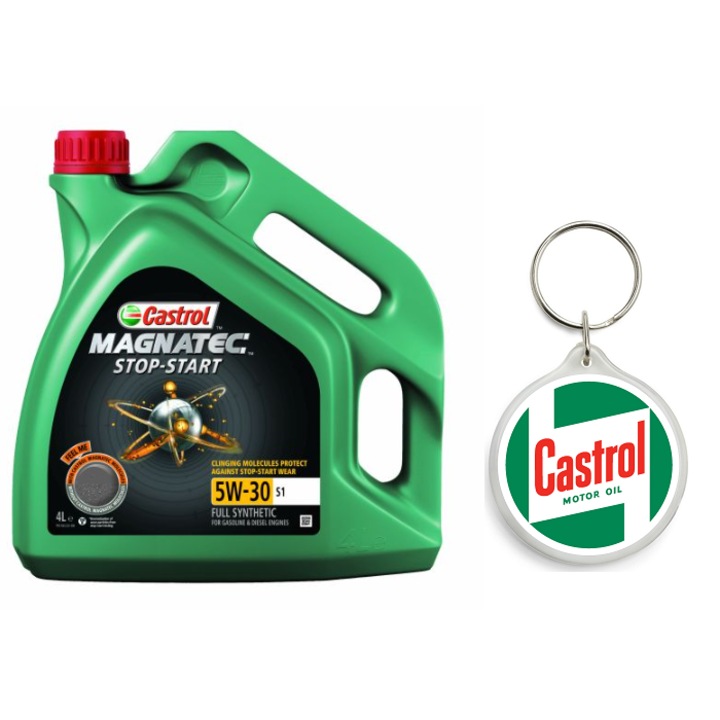 Set Ulei de motor MAGNATEC 5W30 S1 SS 4L cu Breloc Castrol 4.5 x 4.5 cm