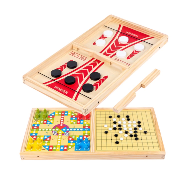 Interaktív társasjáték, Karemi 3 az 1-ben, korongos játék, gobang, stratégiai játék, 55x29x3 cm