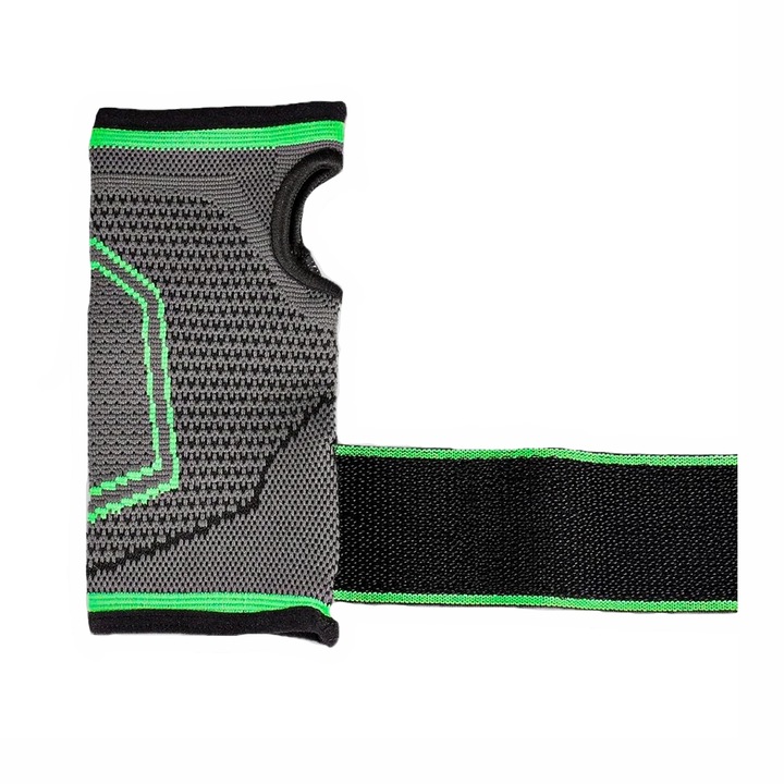 GREATON csuklóvédő ortézis, rugalmas, rugalmas, sportoláshoz és otthoni tevékenységekhez, légáteresztő kötött, fekete/zöld, univerzális méret