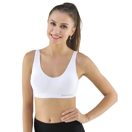 Bustiera sport bambus pushup 07014P - S/M Alb