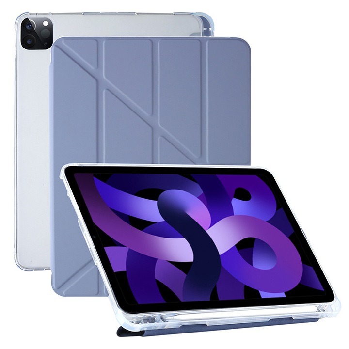 Калъф за таблет Lecheng, Многофункционален, Stand, Вграден държач за молив, Съвместим с Apple iPad 9 (2021)/ iPad 8 (2020)/ iPad 7 (2019), 10.2", iPad Air 3/ iPad Pro, 10.5" , Лилав