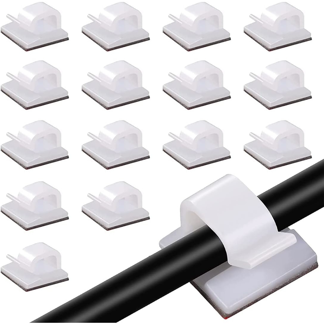 Set 50 cleme pentru cabluri adezive, Plastic, Alb - eMAG.ro