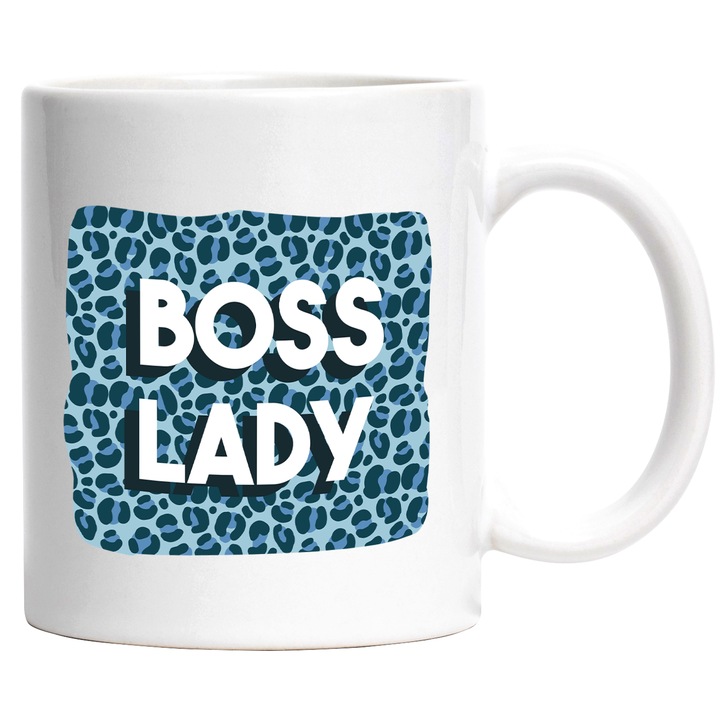 Cana Pentru Cea Mai Buna Sefa, Boss Lady, Ceramica, 330 ml, Multicolor cu maner Alb