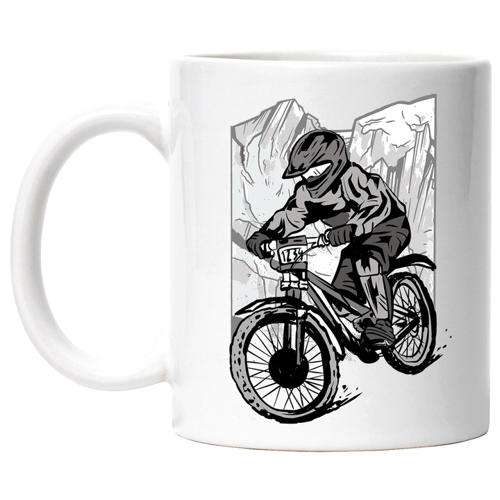 Cana Mountain Bike, Munte, Vale, Natura, Aventura, Ceramica, 330 ml, Multicolor cu maner Alb