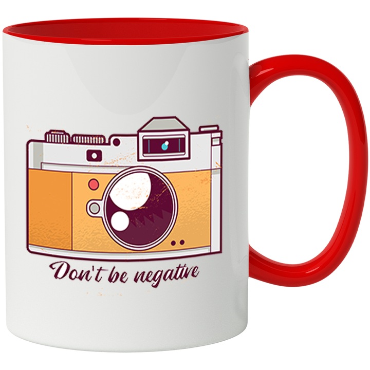 Cana Don't Be Negative, Camera pe Film, 330 ml, Multicolor cu maner Rosu