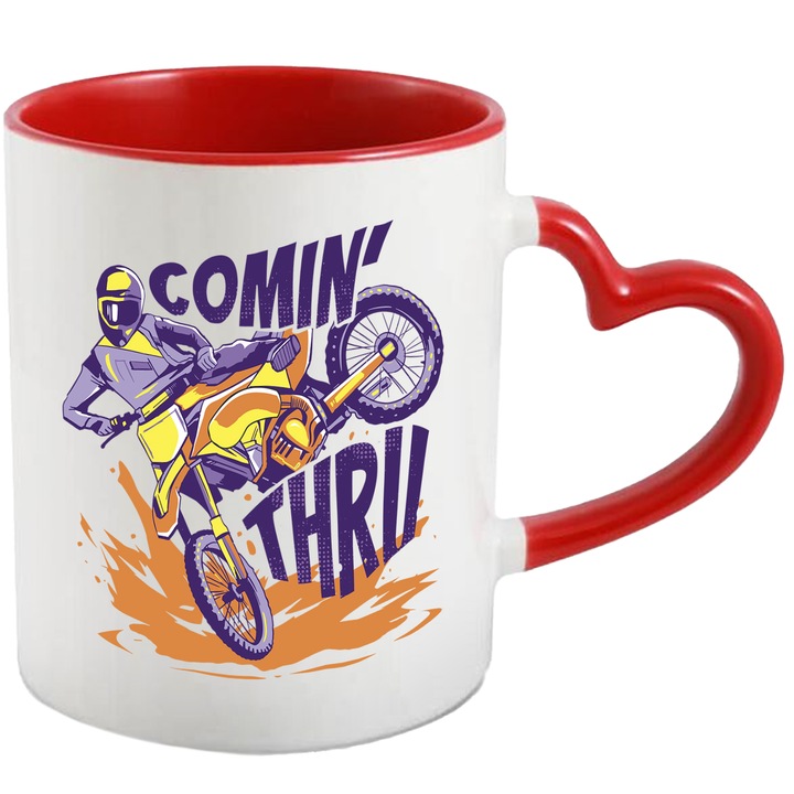 Cana KTM, Comin' Thru, Ceramica, 330 ml, Multicolor cu maner Inima Rosie