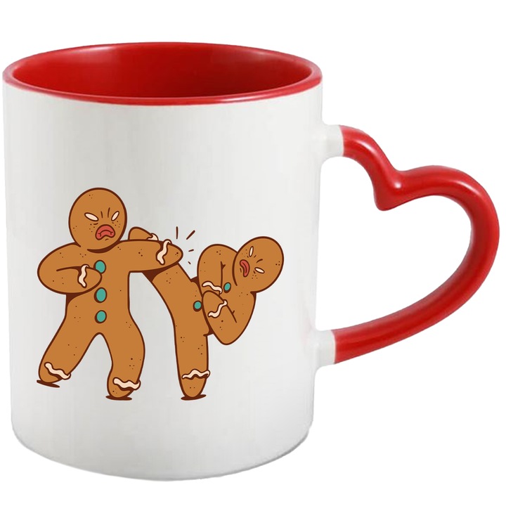 Cana Ginger Bread Luptatori, 330 ml, Multicolor cu maner Inima Rosie