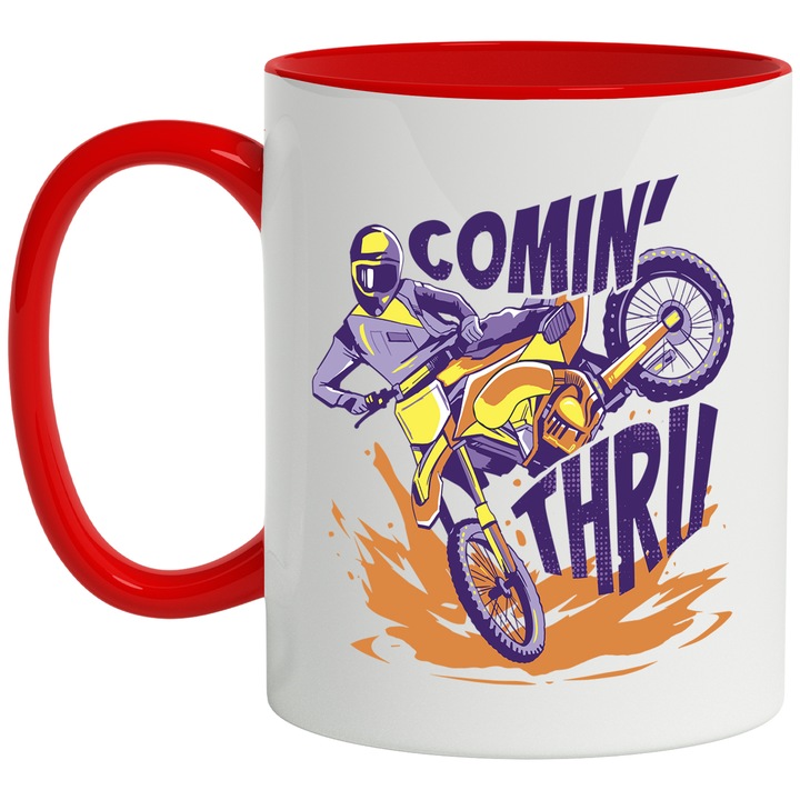Cana KTM, Comin' Thru, Ceramica, 330 ml, Multicolor cu maner Rosu