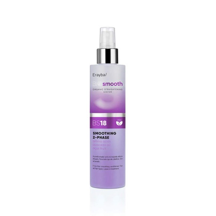 Spray Leave-in Bifazic ERAYBA Bio Smooth BS18, Netezire si Protectie Termica, 200 ml, Fabricat in Spania
