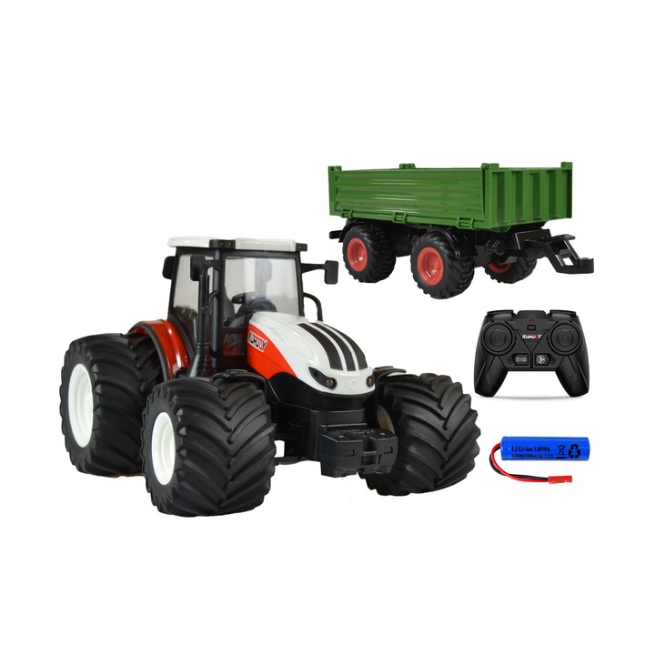 Tractor cu telecomanda Agriculture cu remorca basculabila, scara 1:24