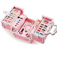 Trusa de machiaj pentru copii, Set Make-Up Simply Joy, cu 47 de elemente pentru make-up, rujuri, farduri, oja, Design inedit, geanta cu maner pentru transport, pentru fetite de 3,4,5,6,7,8,9 ani