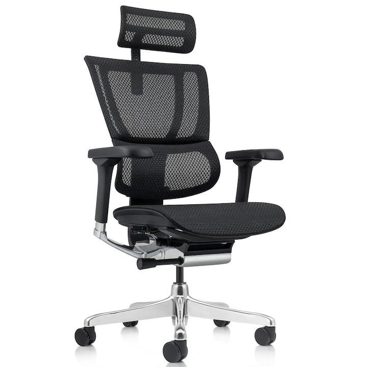 Scaun Ergonomic Mirus Elite 2, Generatia a 2-a, Cadru Negru / T Black Mesh