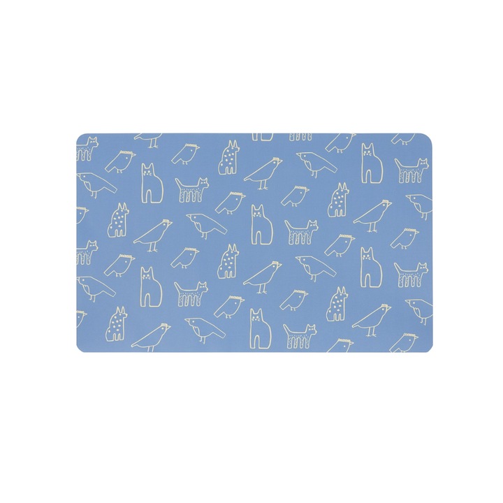 Pad protectie pentru birou, 60x37cm, cauciuc si poliester, model cu animale, Albastru