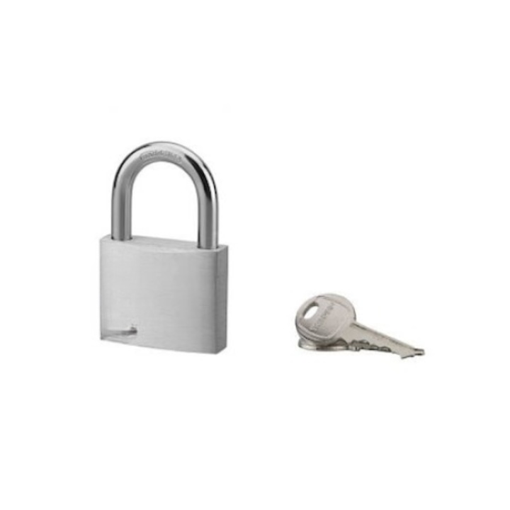 Lacat de exterior, cu cheie, aluminiu, 50 mm