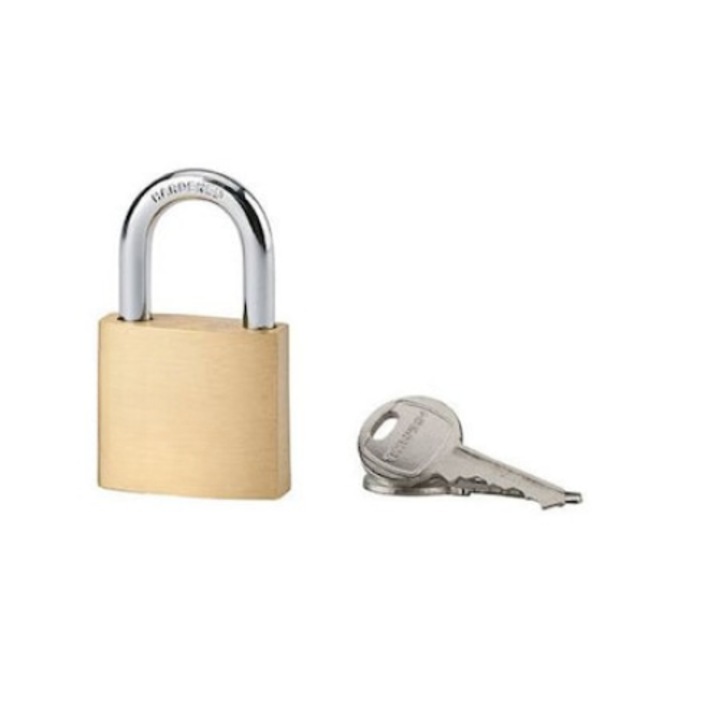 Lacat cu cheie pentru interior, alama, 30 mm