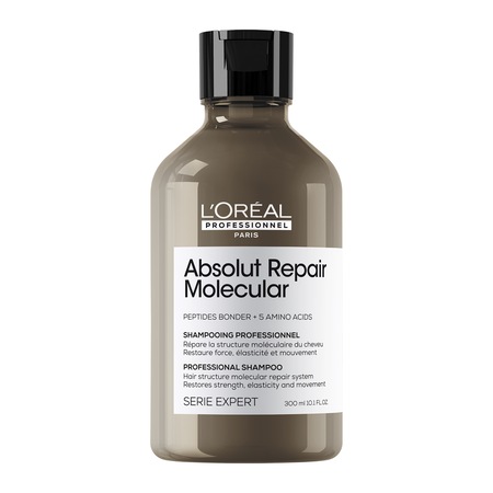 Sampon pentru par deteriorat L’Oreal Professionnel Serie Expert Absolut Repair Molecular, formulat cu legaturi peptidice si 5 aminoacizi, repara structura macromoleculara a parului, fara sulfati, 300 ml