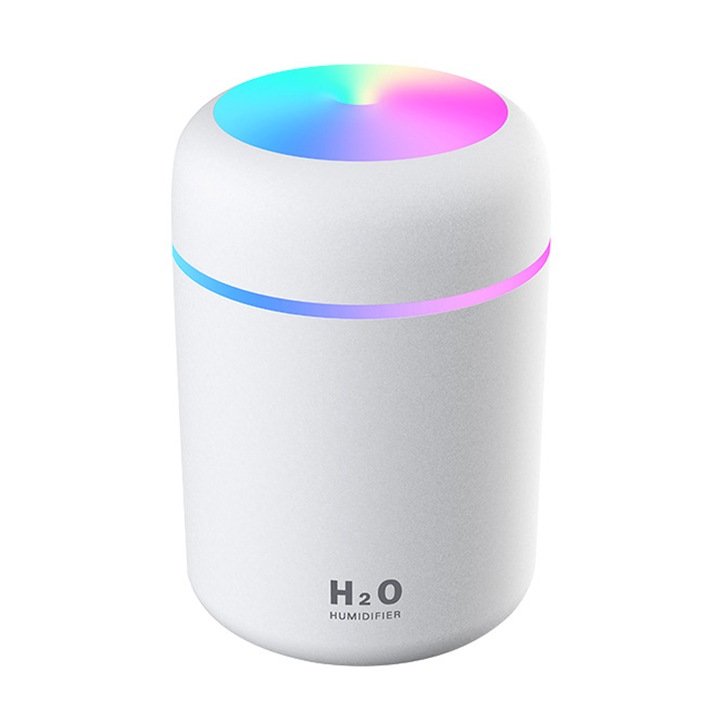 Настолен овлажнител за въздух, JeiibrZui, Пластмаса, 300 ml, USB, Бял