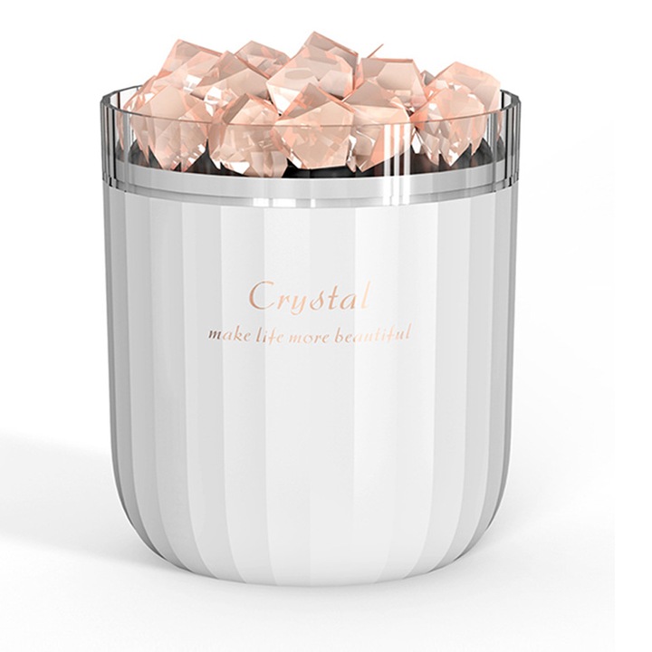 Овлажнител със солна лампа, JeiibrZui, ABS/Полипропилен, 400 ml, USB, Бял
