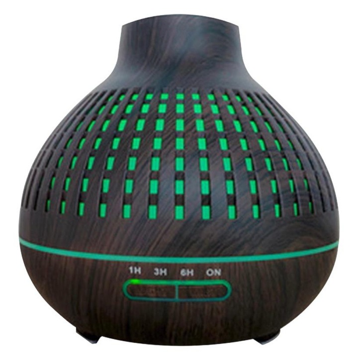 Овлажнител за етерични масла, JeiibrZui, Пластмаса, EU, LED в 7 цвята, 400 ml, Черен
