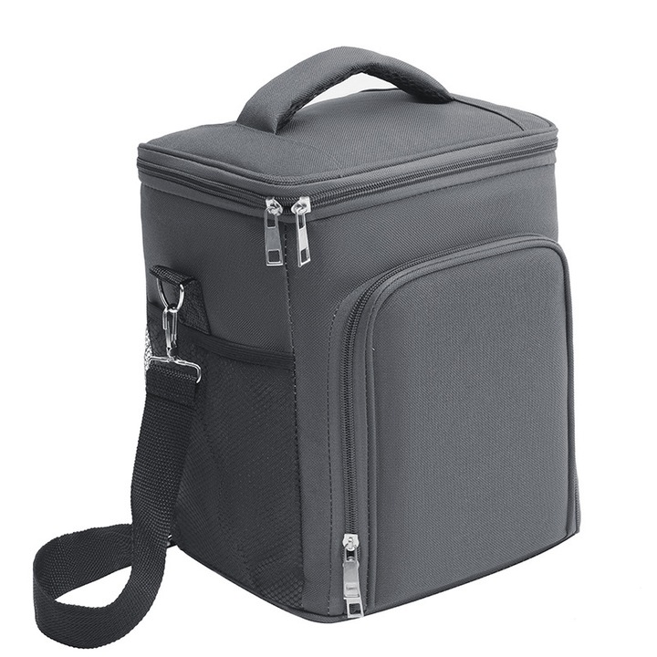 Хладилна чанта SDLOGAL, С презрамки, 19 х 23 х 28 см, 12L, Полиестер, Хладилна чанта за къмпинг, Сива