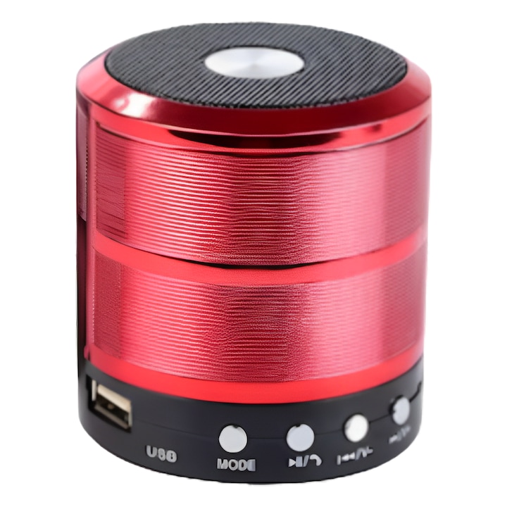 Mini boxa portabila, Corp metalic, Bluetooth, Miscro-SD Card. Radio, Aux, Rosu