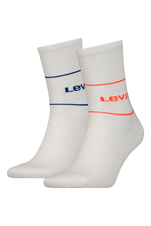 Levi's, Унисекс дълги чорапи - 2 чифта, Бял/Оранжев/Индиго