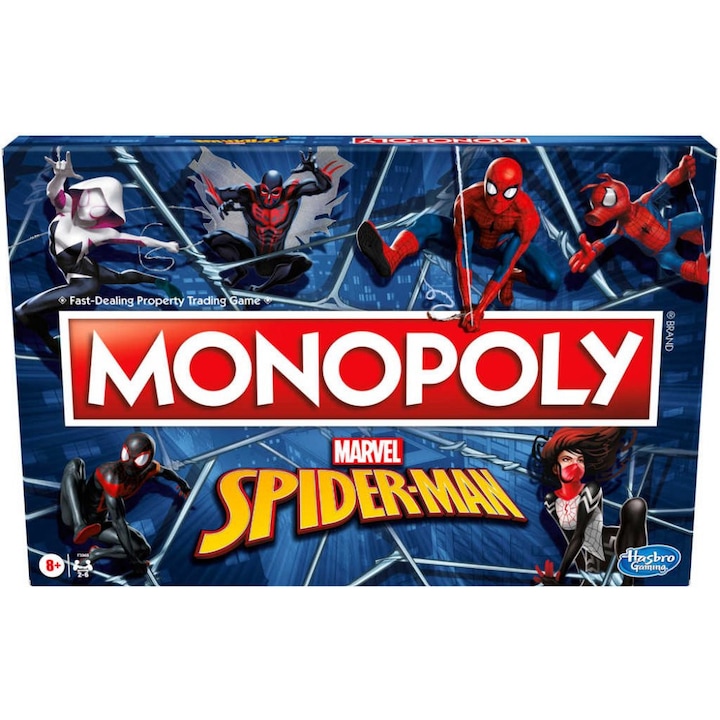 Joc de societate Monopoly Spiderman, Hasbro, Carton, 8 ani+, Multicolor