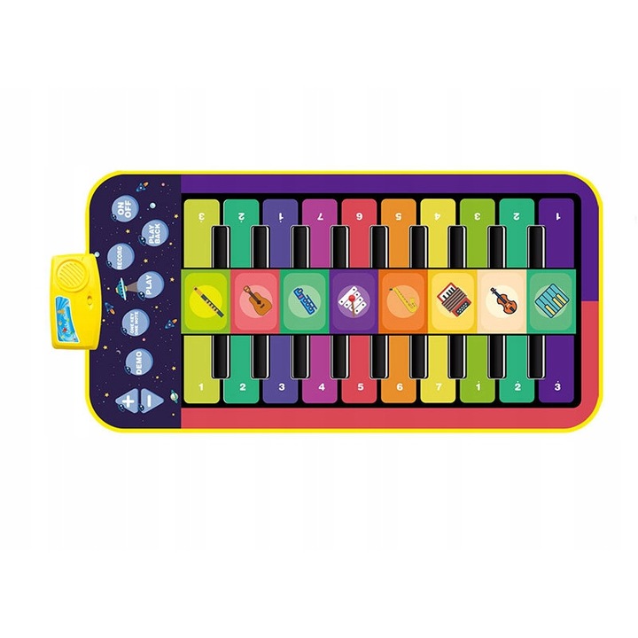 Covor muzical, Plastic/Spuma/Textil, 10 sunete, 144x70cm, Multicolor