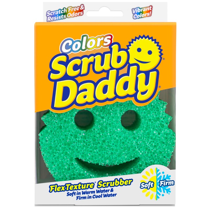 Burete Scrub Daddy Colors, Verde, 10 x 10 cm