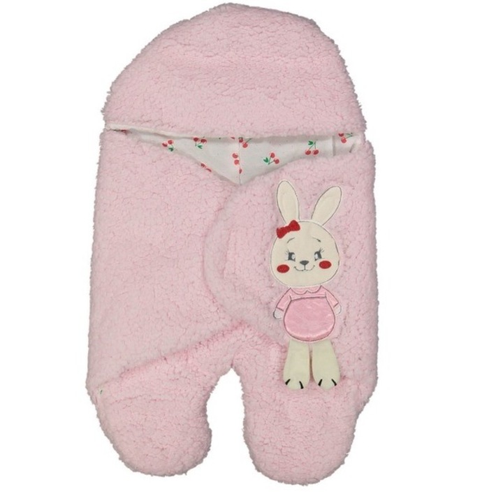 Порт бебе Coccoo Bebe, 81 x 83 cm, розов, със зайче