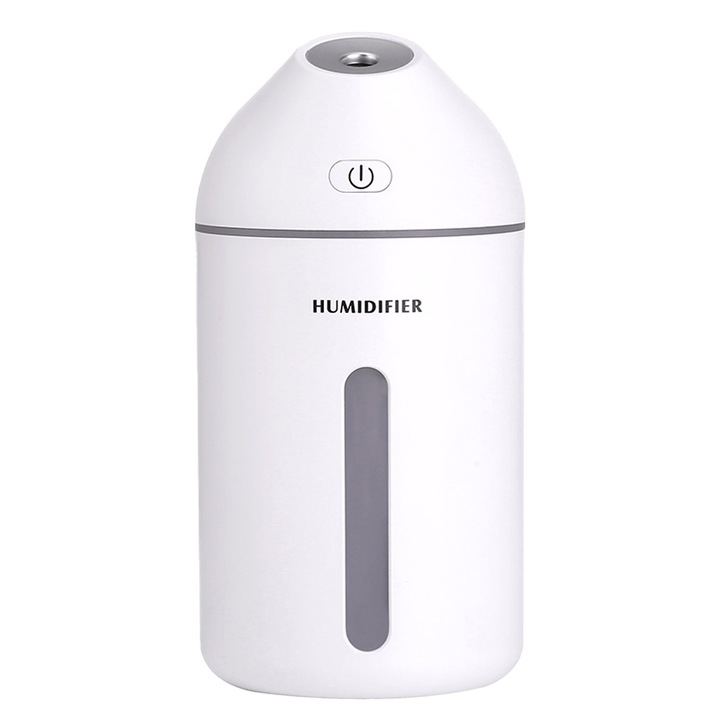 Преносим овлажнител за въздух, JeiibrZui, 320 мл, USB, LED, Бял