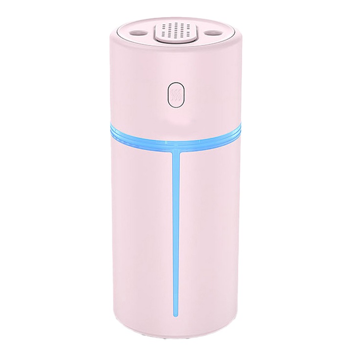 Hordozható párásító színes éjszakai lámpákkal, 300ml, dupla spray